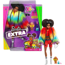 Load image into Gallery viewer, Barbie Extra Doll in Rainbow Coat with Pet Dog