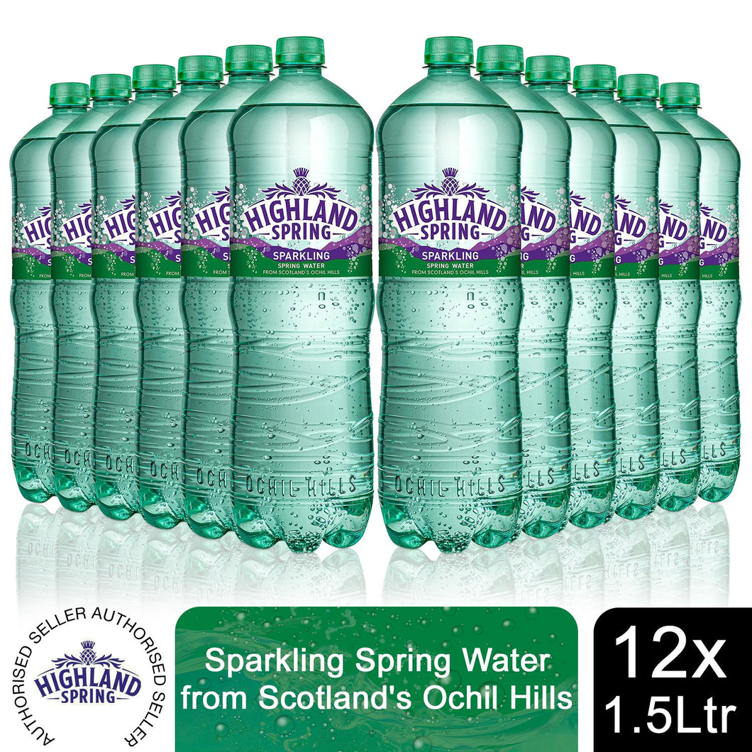 12x1.5L Highland Spring Sparkling Spring Water from Scotland's Ochil Hills