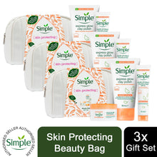 Load image into Gallery viewer, Simple Protect&#39;N&#39;Glow Gel, SPF Moisturiser &amp; Glow Clay Polish Beauty Bag GiftSet