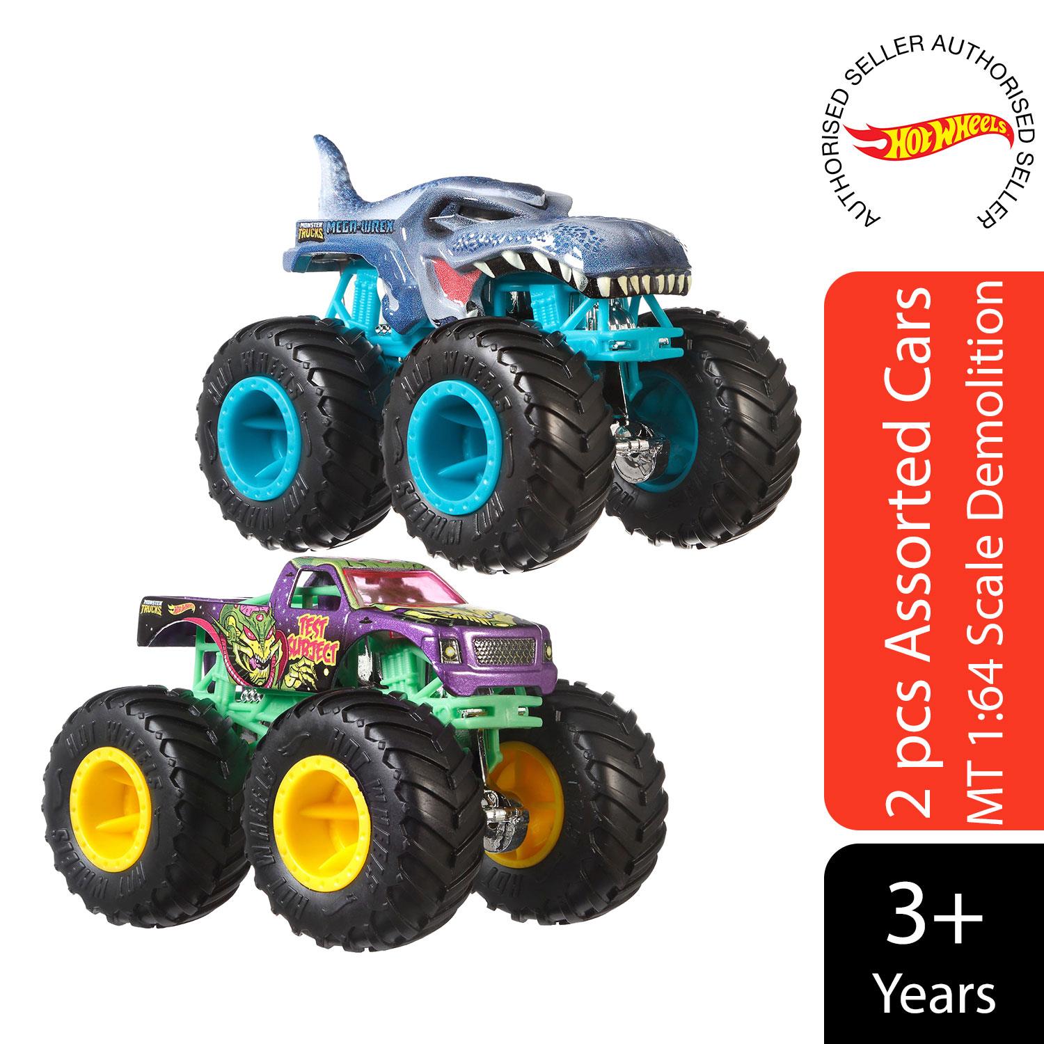 Hot Wheels Monster Truck Pit & Launch Playsets with a 1 Monster Truck & 1  Hot Wheels 1:64 Scale Car, Great Gift for Kids Ages 4 Years & Older