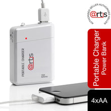 Load image into Gallery viewer, Artis Portable 4xAA Battery Charger for Smart phone, White