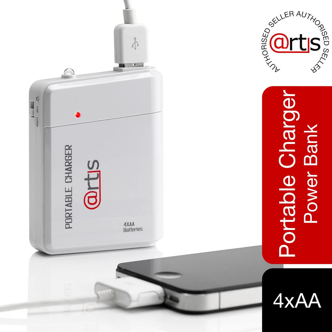 Artis Portable 4xAA Battery Charger for Smart phone, White