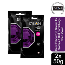 Load image into Gallery viewer, DYLON Hand Fabric Dye Sachet, Deep Violet, 2 Packs of 50g