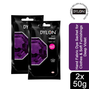 DYLON Hand Fabric Dye Sachet, Deep Violet, 2 Packs of 50g