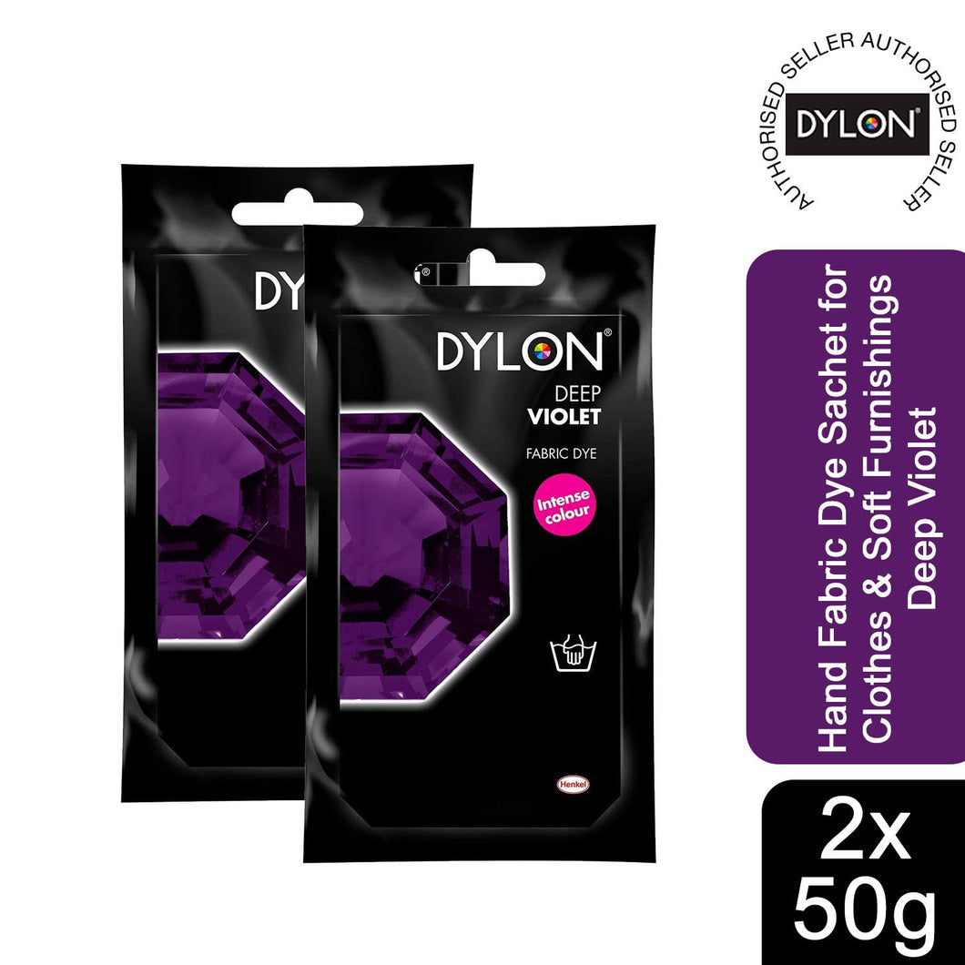 DYLON Hand Fabric Dye Sachet, Deep Violet, 2 Packs of 50g