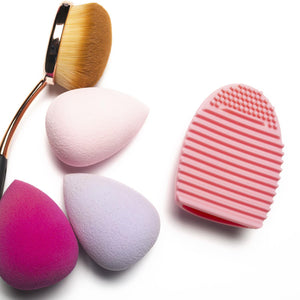 2x Envie Silicone Egg Sponge Scrubber Make-Up Brush Cleaner - Pink