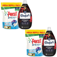 Load image into Gallery viewer, 2xEach Laundry Bundle:Persil NonBio Capsules 50W&amp; Comfort Fabric Conditioner 58W