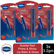 Load image into Gallery viewer, 3x Vaseline Prime &amp; Shine Lip Balm &amp; Gloss - Plum Red, Scarlet Red, or Warm Nude