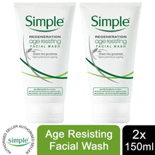 Load image into Gallery viewer, 2x of 150ml Simple Regeneration Age Resisting Facial Wash with GreenTea Goodness