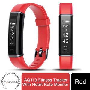 Aquarius AQ113 Fitness Tracker With Heart Rate Monitor- Red