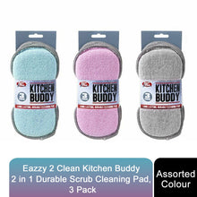 Load image into Gallery viewer, Eazzy 2 Clean Kitchen Buddy 2 in 1 Durable Scrub Cleaning Pad, 3 Pack Assorted