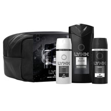 Load image into Gallery viewer, 4x Lynx Black Wash Bag Gift Set, Black Bodyspray, Bodywash &amp; anti-perspirant spray