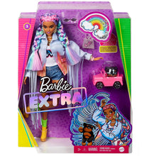 Load image into Gallery viewer, Barbie Extra Doll in Denim Jacket with Rainbow Braids