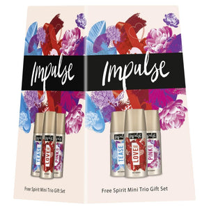 Impulse Thank You Free Spirit Mini Trio Body Spray Gift Sets for her , 4pk