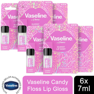 6x of 7ml, Vaseline Glossy Lip Shot Dani Dyer Non-Sticky Candy Floss Lip Gloss