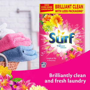 130W Surf Tropical Lily Laundry Powder & 58W Comfort Pure Fabric Conditioner