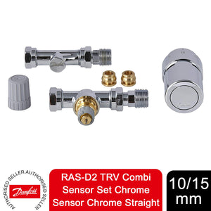 Danfoss RAS-D2 TRV Combi Sensor Set Chrome Sensor Chrome Straight, 10/15 mm