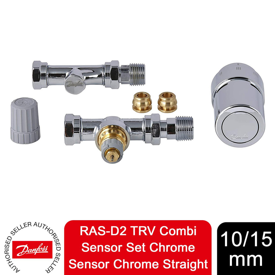 Danfoss RAS-D2 TRV Combi Sensor Set Chrome Sensor Chrome Straight, 10/15 mm