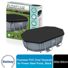 Load image into Gallery viewer, Bestway Flowclear PVC Oval Tarpaulin for Power Steel Pools 305 x 184 cm, Black
