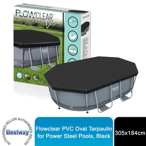 Bestway Flowclear PVC Oval Tarpaulin for Power Steel Pools 305 x 184 cm, Black