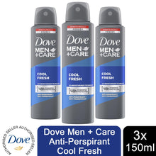 Load image into Gallery viewer, 3pk of 150ml Dove Men+Care 48H Powerful Protection Anti-Perspirant