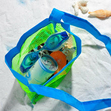 Load image into Gallery viewer, Doodle Large Mesh Multi Storage Beach Bag with Green&amp;Blue Colour