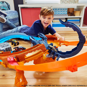 Hot Wheels Monster Trucks Scorpion String Raceway Track Set with 1 Toy  Monster Truck & 1 Car 