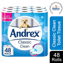 Load image into Gallery viewer, Andrex Toilet Roll Classic Clean Fragrance-Free 2 Ply Toilet Paper, 48 Rolls