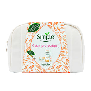 Simple Protect'N'Glow Gel, SPF Moisturiser & Glow Clay Polish Beauty Bag GiftSet