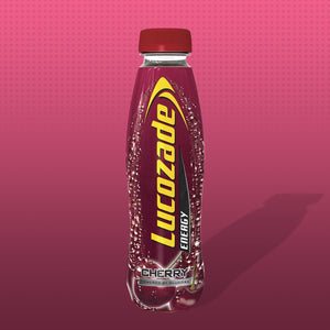 24 Pack of Lucozade Energy Cherry Sparkling Drink, 380ml