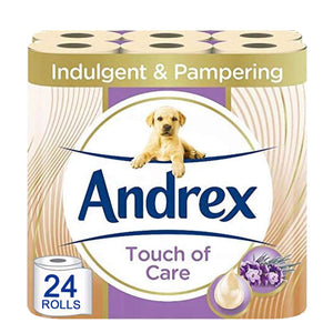 Andrex Toilet Roll Touch of Care with Shea Butter 2 Ply Toilet Paper, 24 Rolls