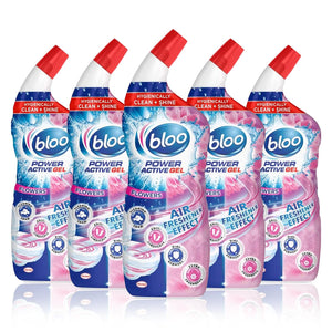 Bloo Power Active Gel Toilet Pink Gel Flowers Anti-Limescale 700 ml, 5 Bottles