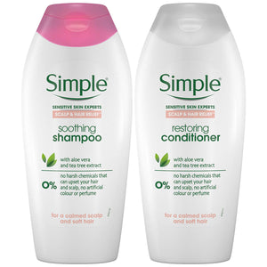 400ml Simple Scalp & Hair Relief Restoring Shampoo & Conditioner DuoWithAelovera