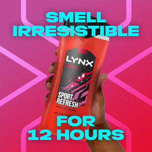 6X500ml Lynx Recharge Sport Refresh Arctic Mint & Cool Spices Scent Shower Gel