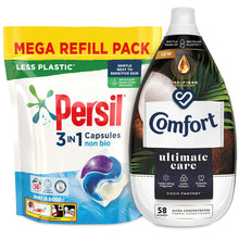 Load image into Gallery viewer, Laundry Bundle 1x50W Persil Non-Bio Capsules &amp; 1x58W Comfort Fabric Conditioner