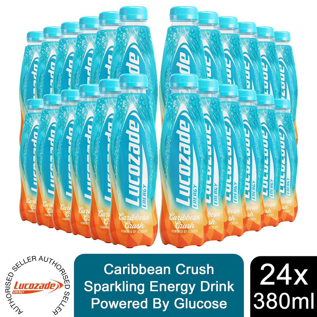 Lucozade Energy Caribbean Crush Sparkling Drink Powered By Glucose, 24x380ml