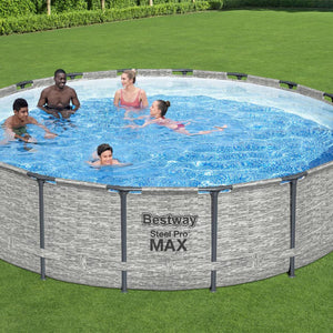 Bestway Steel Pro MAX Stone Wall Look Frame Pool Set with Filter Pump 549x122 cm