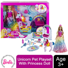 Load image into Gallery viewer, Barbie Dreamtopia Unicorn Pet Playset with Princess Doll