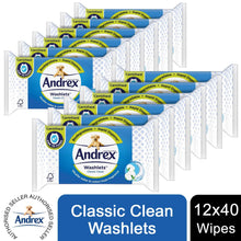 Load image into Gallery viewer, 12x Andrex Washlets Gentle Clean, Skin Kind or Classic Clean Toilet Tissue Wipes