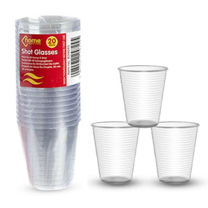 PMS Clear Plastic Shot Glasses , Pack Of 20