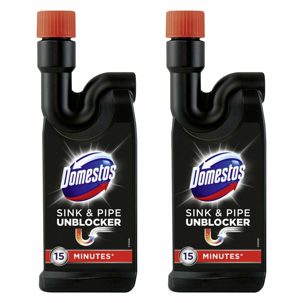 Domestos Sink & Pipe Unblocker, 500 ml Pack of 2