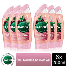 Load image into Gallery viewer, Radox Feel 2-in-1 Shower Gel, Feel Detoxed, 6 Pack, 250ml