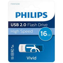 Load image into Gallery viewer, Philips USB 2.0 Vivid Edition Flash Drive Memory Key, 16GB, Blue