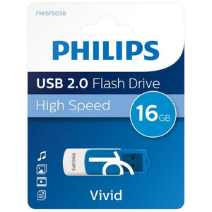 Philips USB 2.0 Vivid Edition Flash Drive Memory Key, 16GB, Blue