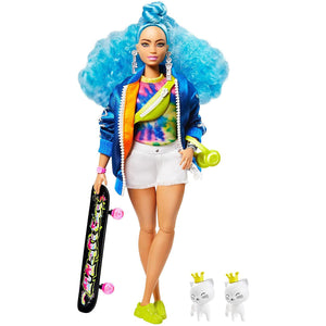 Barbie Extra Doll with Blue Curls and Skateboard