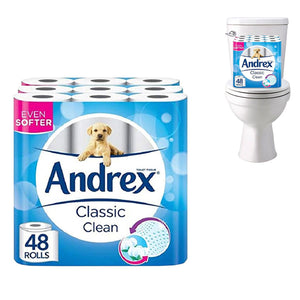 Andrex Toilet Roll Classic Clean Fragrance-Free 2 Ply Toilet Paper, 48 Rolls