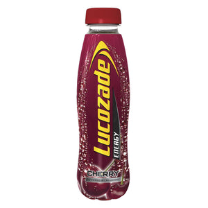 24 Pack of Lucozade Energy Cherry Sparkling Drink, 380ml