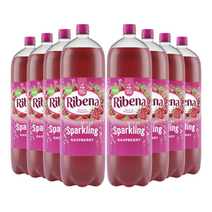 8pk of 2Litre Ribena Raspberry Rich in Vitamin C Sparkling Energy Drink