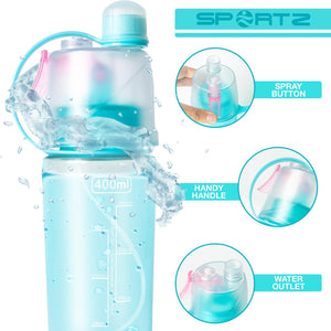 Aquarius Leak Proof Sports Water Bottle with Spray Function - 400ml (Blue)