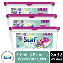 Load image into Gallery viewer, 96W(32Wx3) Surf 3in1 Laundry Capsules With 85W Comfort Pure Fabric Conditioner